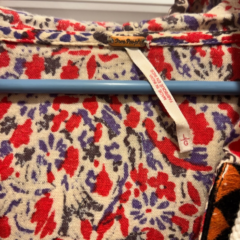 Free People Floral Patterned Hoodie with Geometric Accents GUC - Picture 2 of 8